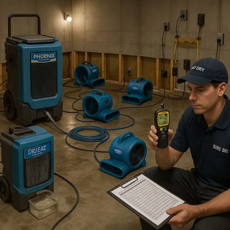 Structural Drying and Dehumidification process in Maryland Heights, MO